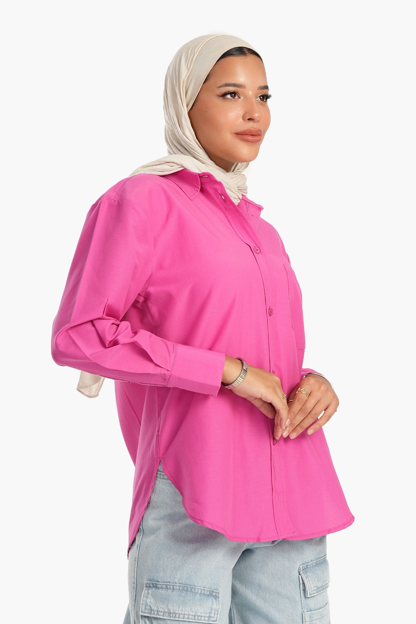 Carina - Cotton Blend Collared Shirt