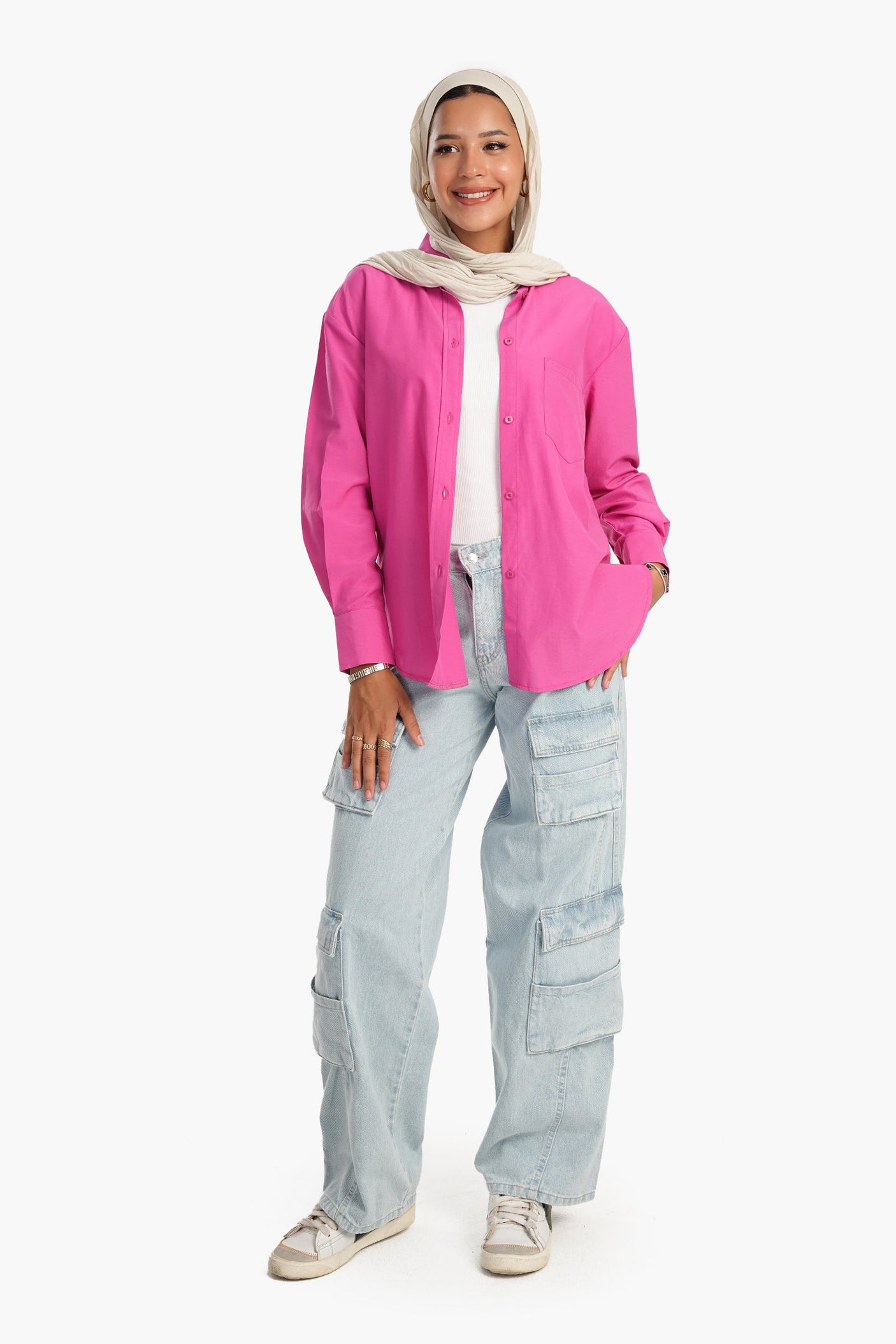 Carina - Cotton Blend Collared Shirt