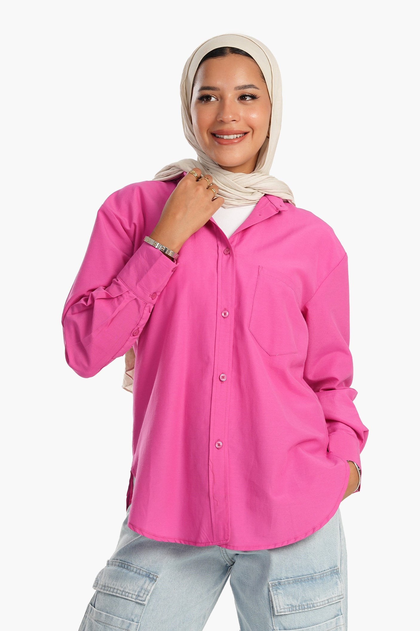 Carina - Cotton Blend Collared Shirt