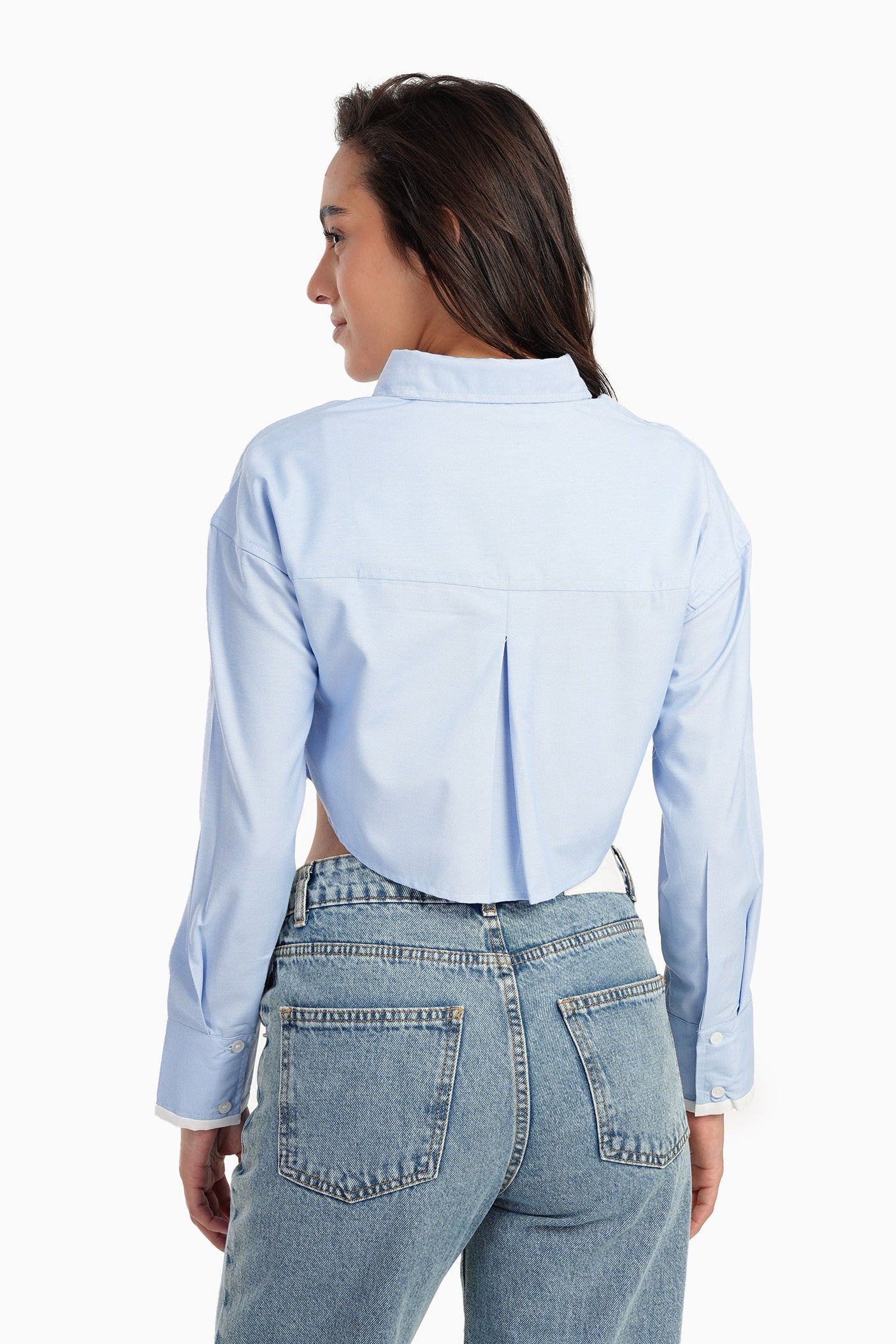Carina - Light Blue Cropped Shirt