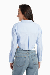 Carina - Light Blue Cropped Shirt