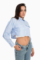 Carina - Light Blue Cropped Shirt