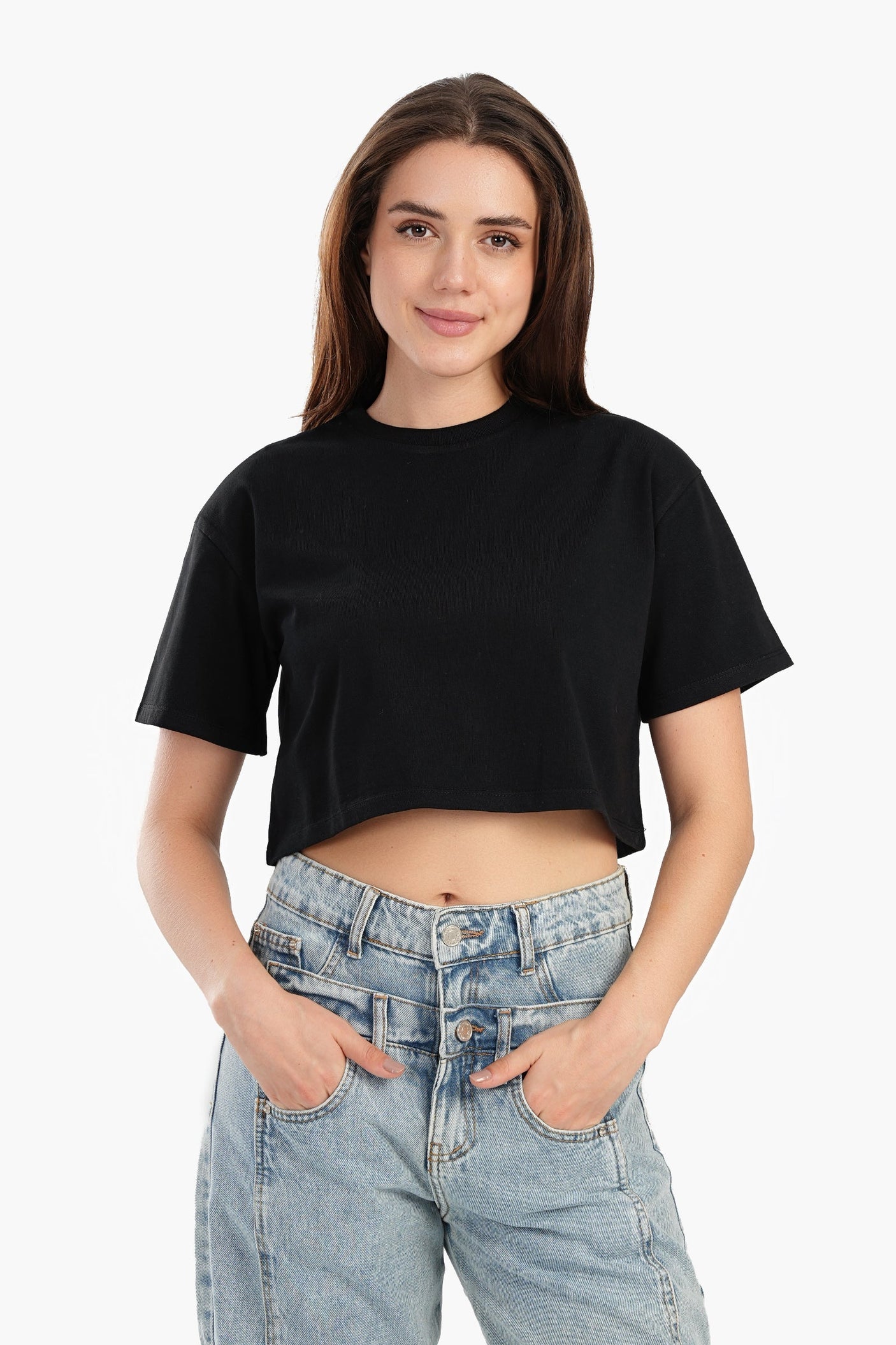 Carina - Trendy Cropped Half-Sleeve Top