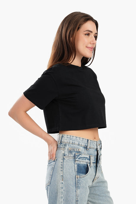 Carina - Trendy Cropped Half-Sleeve Top