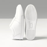 Brio - Men’s White Sneakers with Grey Mesh Panels