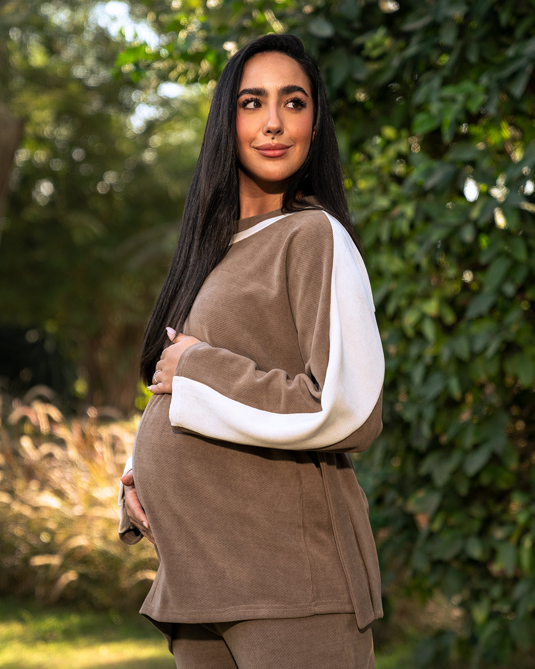 Hesper - Waterfall Nursing and Maternity Oversized Top with Belt