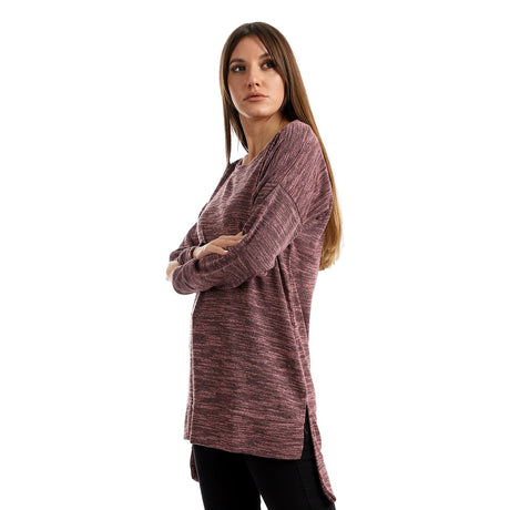 Red circle -  High Low Knitted Sweatshirt