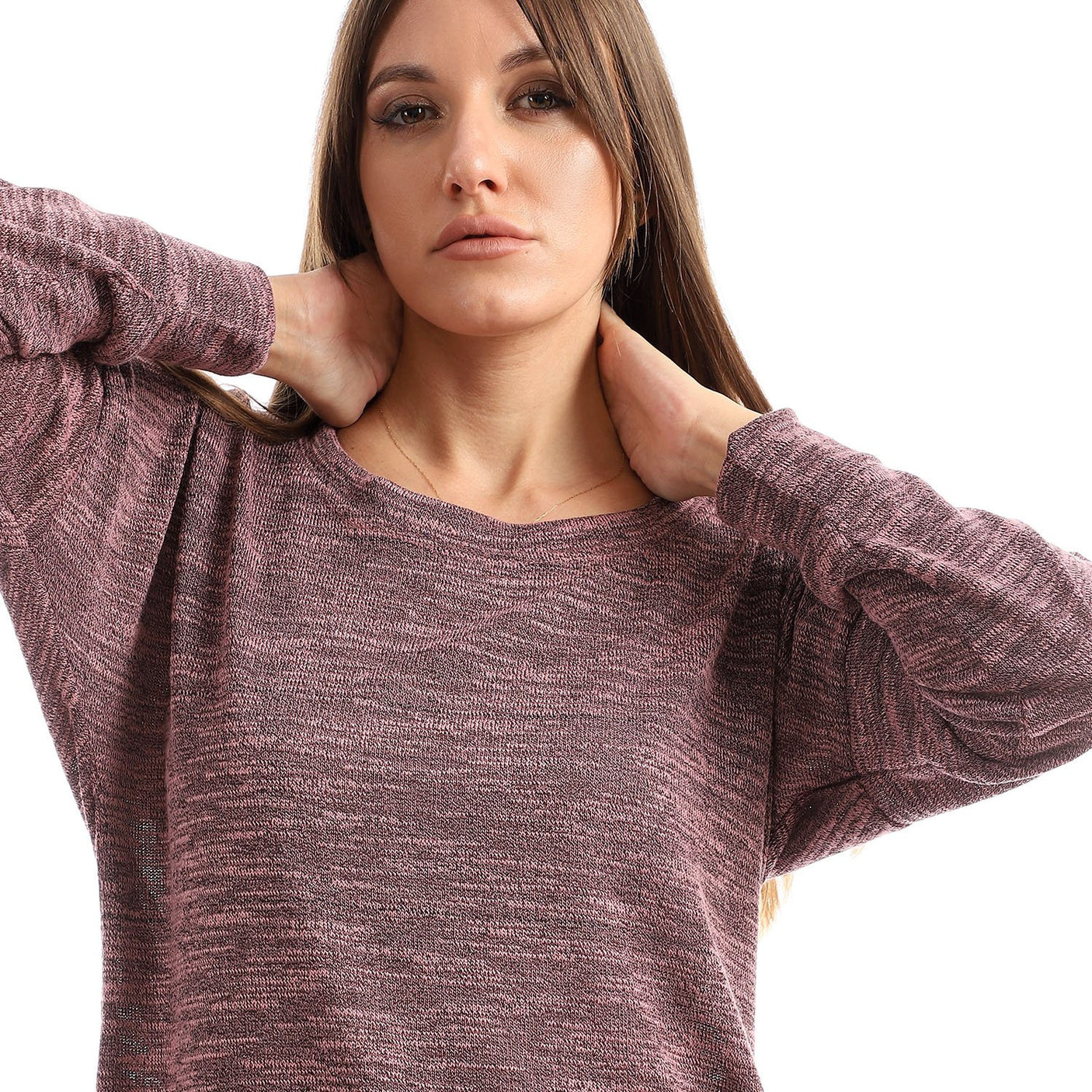 Red circle -  High Low Knitted Sweatshirt