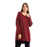 Red circle -  High Low Knitted Sweatshirt