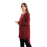 Red circle -  High Low Knitted Sweatshirt