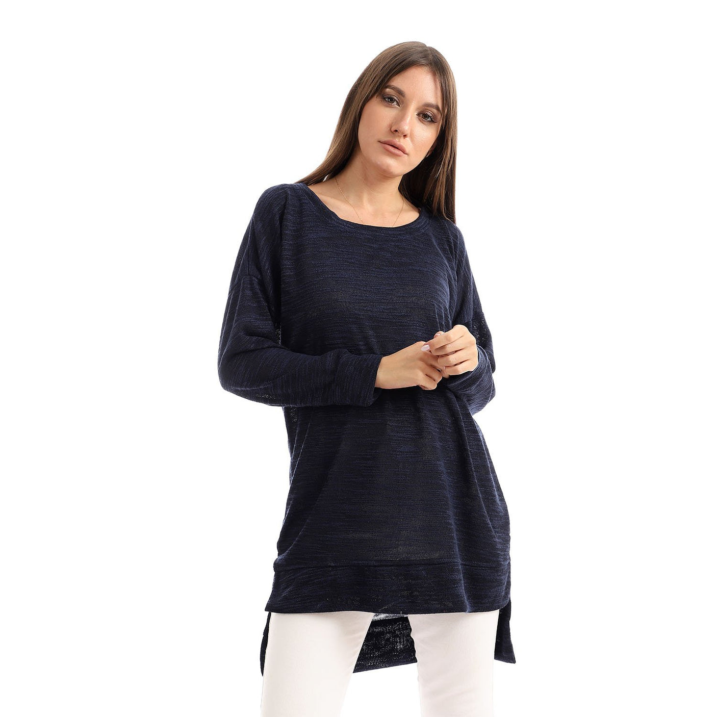 Red circle -  High Low Knitted Sweatshirt