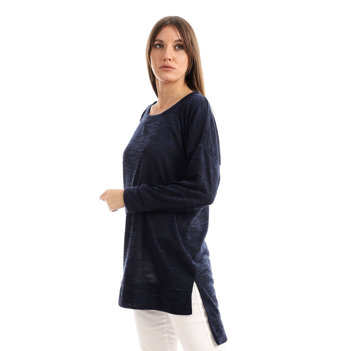 Red circle -  High Low Knitted Sweatshirt
