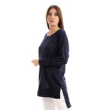 Red circle -  High Low Knitted Sweatshirt