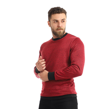 Red circle -  Casual Round Elastic Cuffs Sweatshirt