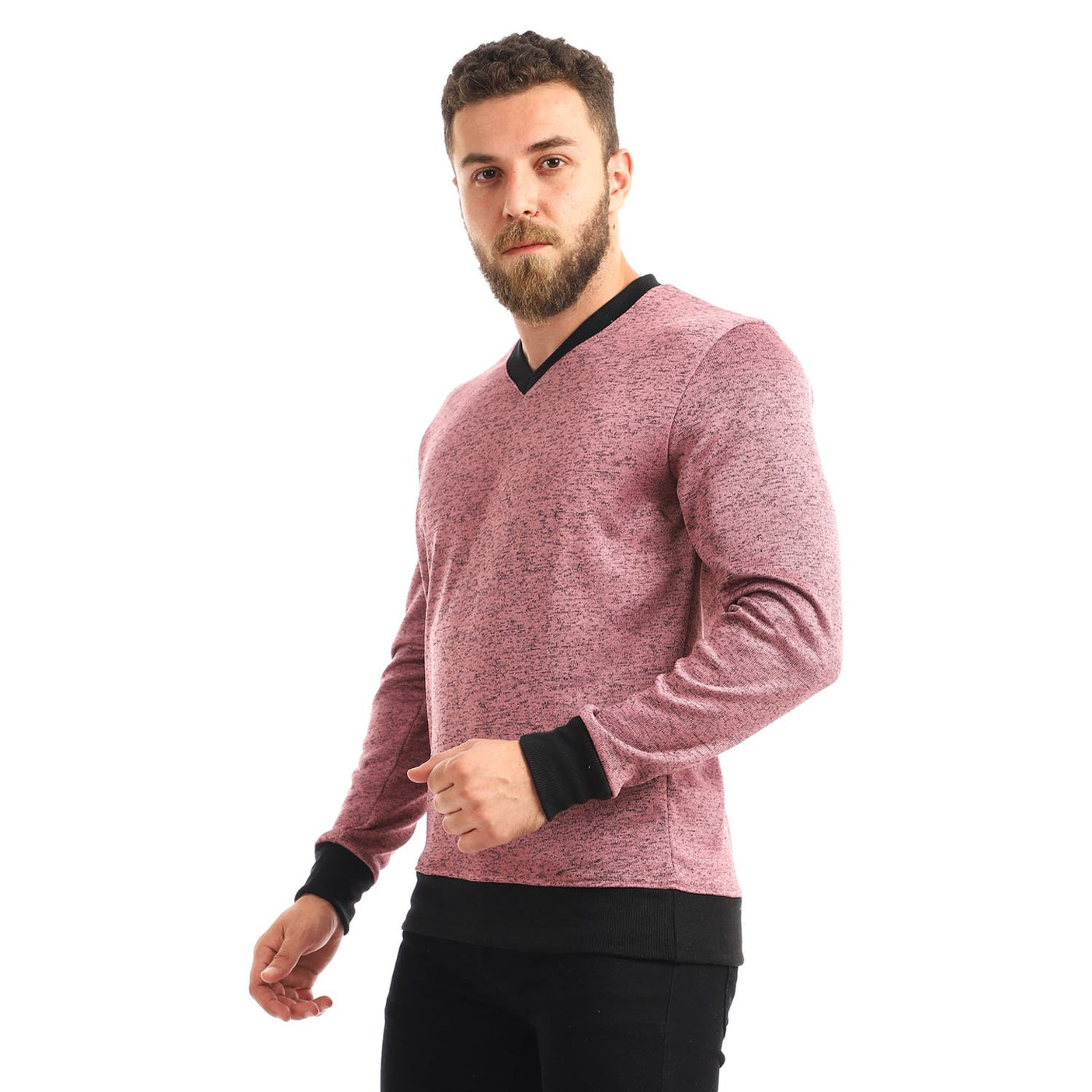 Red circle -  Knitted V-Neck Slip On Sweatshirt