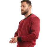 Red circle -  Knitted V-Neck Slip On Sweatshirt