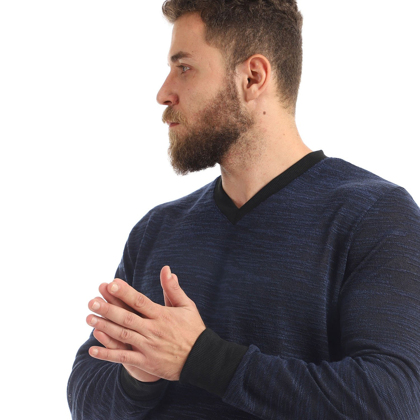 Red circle -  Knitted V-Neck Slip On Sweatshirt