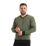 Red circle -  Knitted V-Neck Slip On Sweatshirt