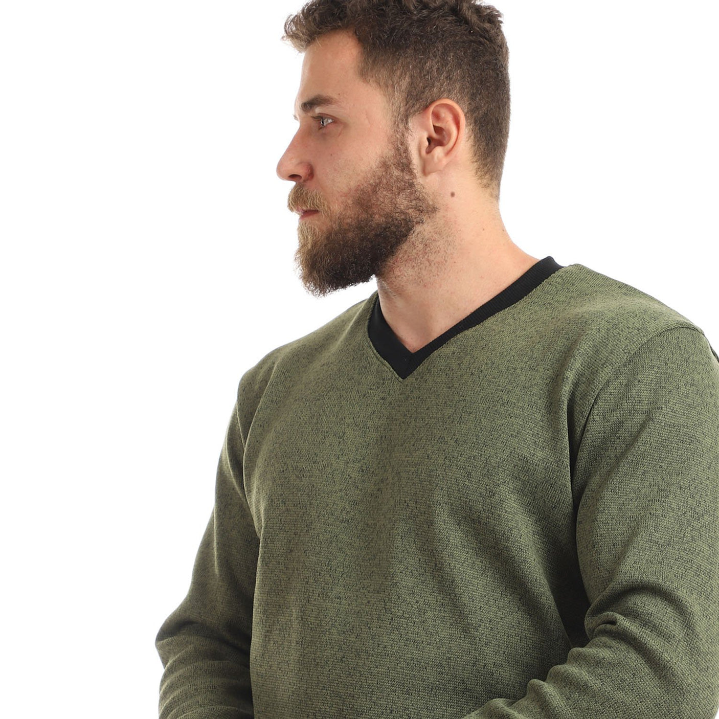 Red circle -  Knitted V-Neck Slip On Sweatshirt