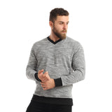 Red circle -  Knitted V-Neck Slip On Sweatshirt