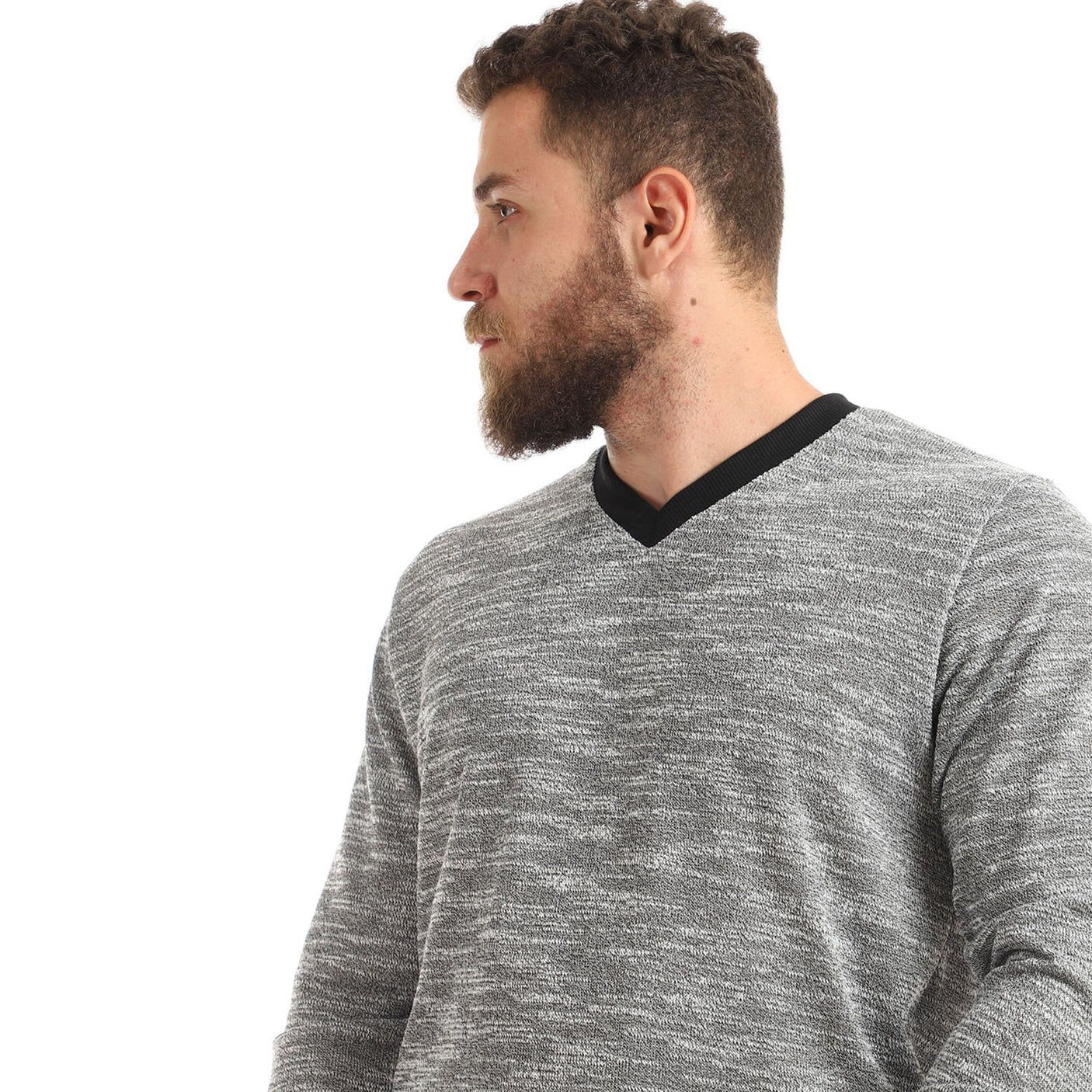 Red circle -  Knitted V-Neck Slip On Sweatshirt