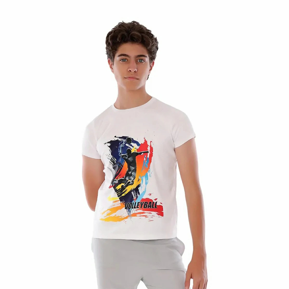 Anja - White Volleyball T-shirt 0067-For boys