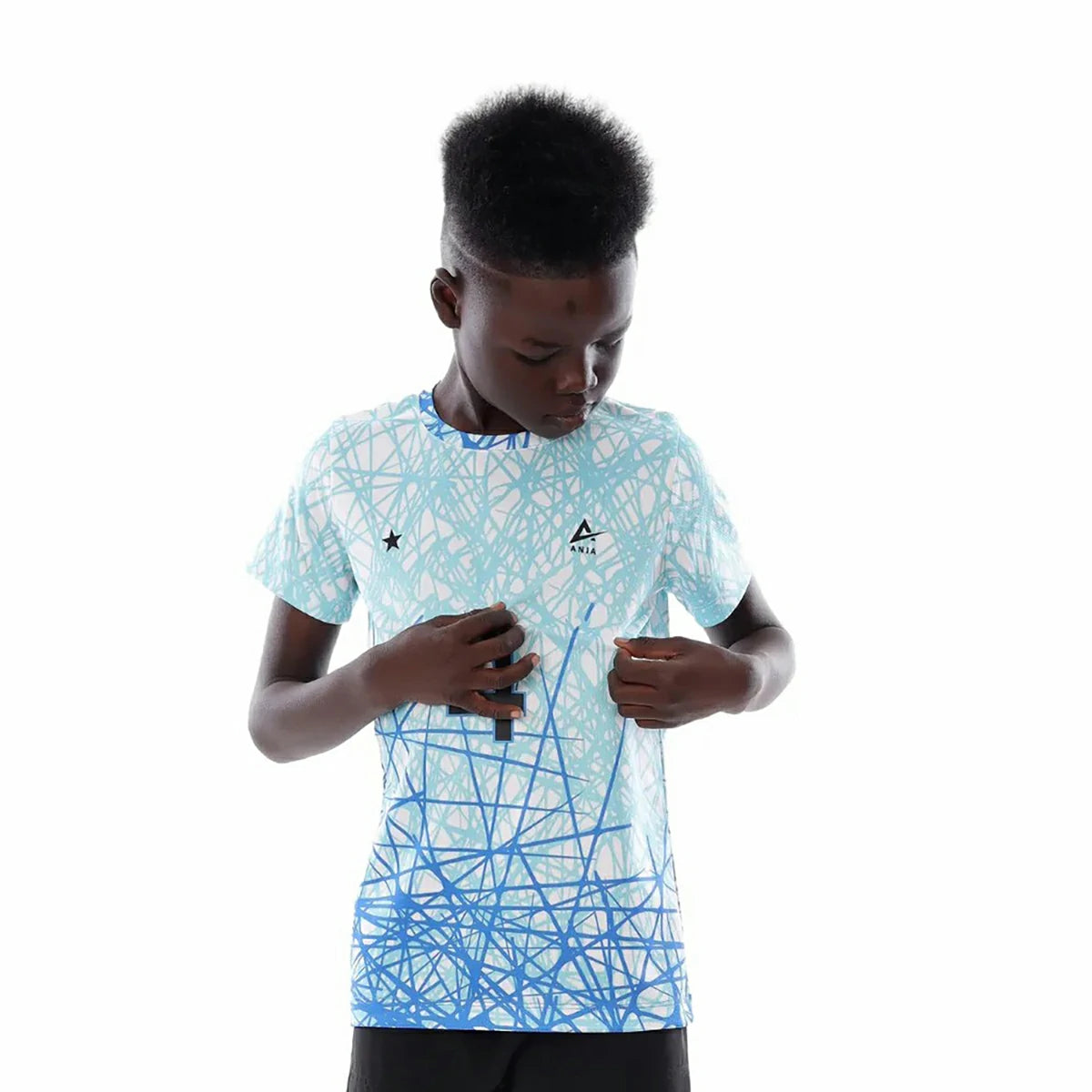 Anja - White and Light Blue Volleyball T-shirt 0068-For boys