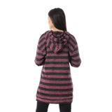 Red circle -  Wild Striped Velvet Long Hoodie