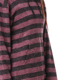 Red circle -  Wild Striped Velvet Long Hoodie