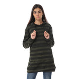Red circle -  Wild Striped Velvet Long Hoodie
