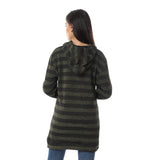 Red circle -  Wild Striped Velvet Long Hoodie
