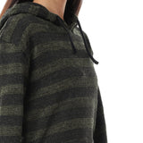 Red circle -  Wild Striped Velvet Long Hoodie