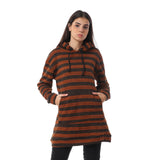 Red circle -  Wild Striped Velvet Long Hoodie