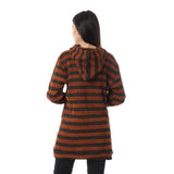 Red circle -  Wild Striped Velvet Long Hoodie