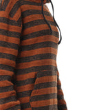 Red circle -  Wild Striped Velvet Long Hoodie