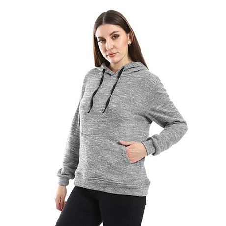 Red circle -  - Long Sleeves Heather Grey Slip On Hoodie