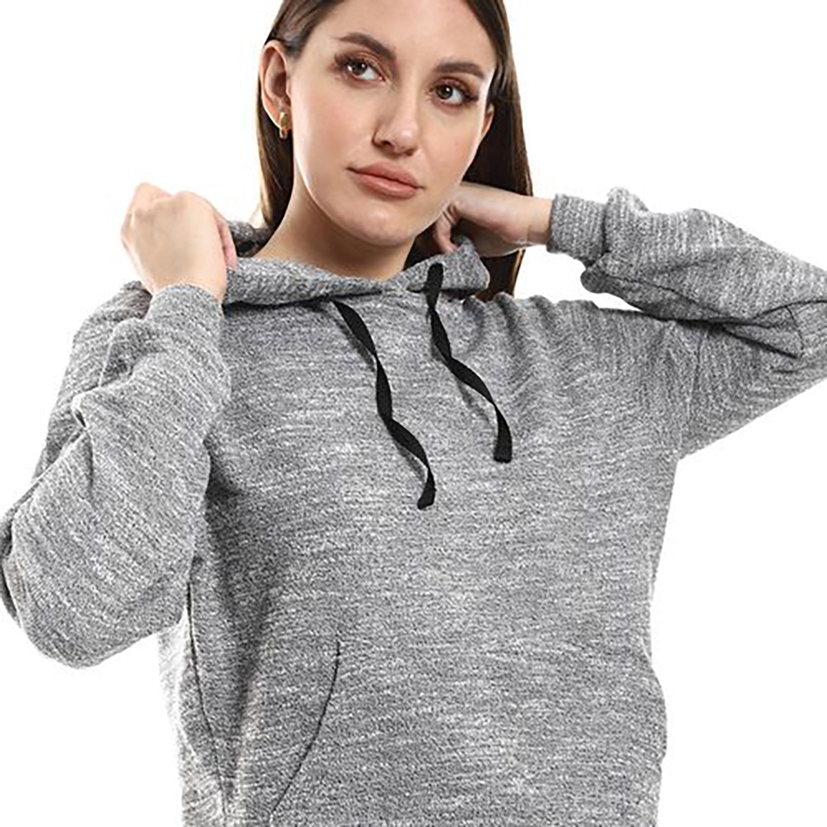 Red circle -  - Long Sleeves Heather Grey Slip On Hoodie