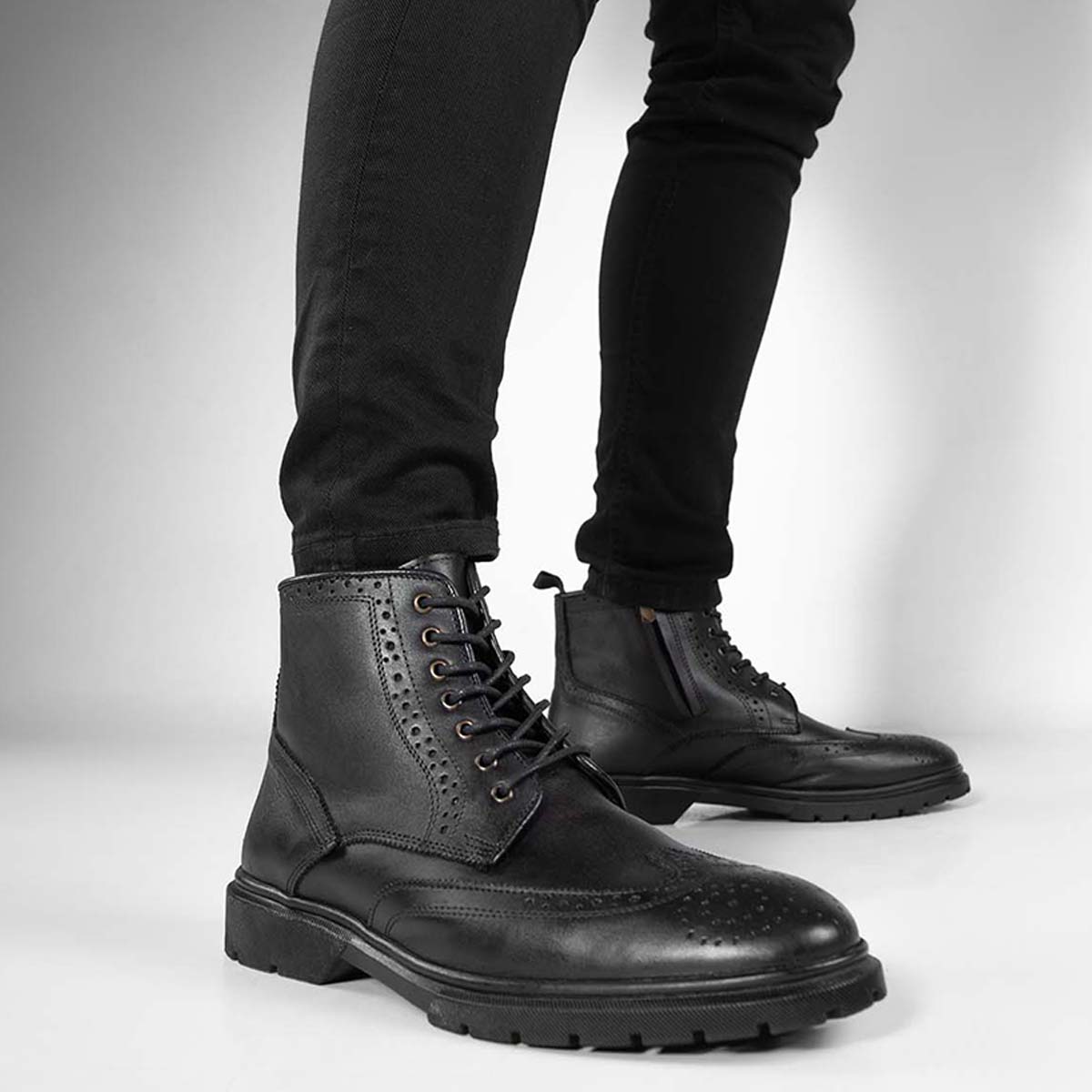 Brio - BROGUE GENUINE LEATHER HALF BOOTS