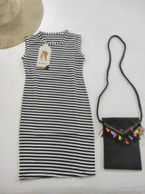 Rokido - Black striped single lycra dress.
