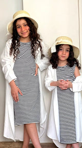 Rokido - Black striped single lycra dress.