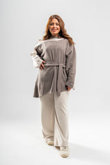 Hesper - Waterfall Nursing and Maternity Oversized Top with Belt