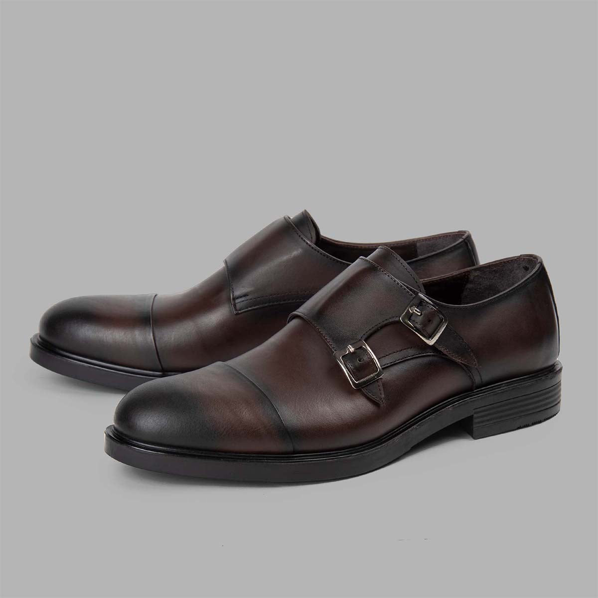 BRIO - Genuine Leather Cap Toe Double Monk – New Brown