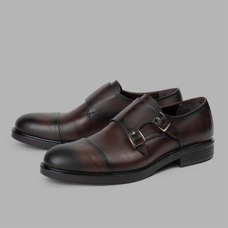 BRIO - Genuine Leather Cap Toe Double Monk – New Brown