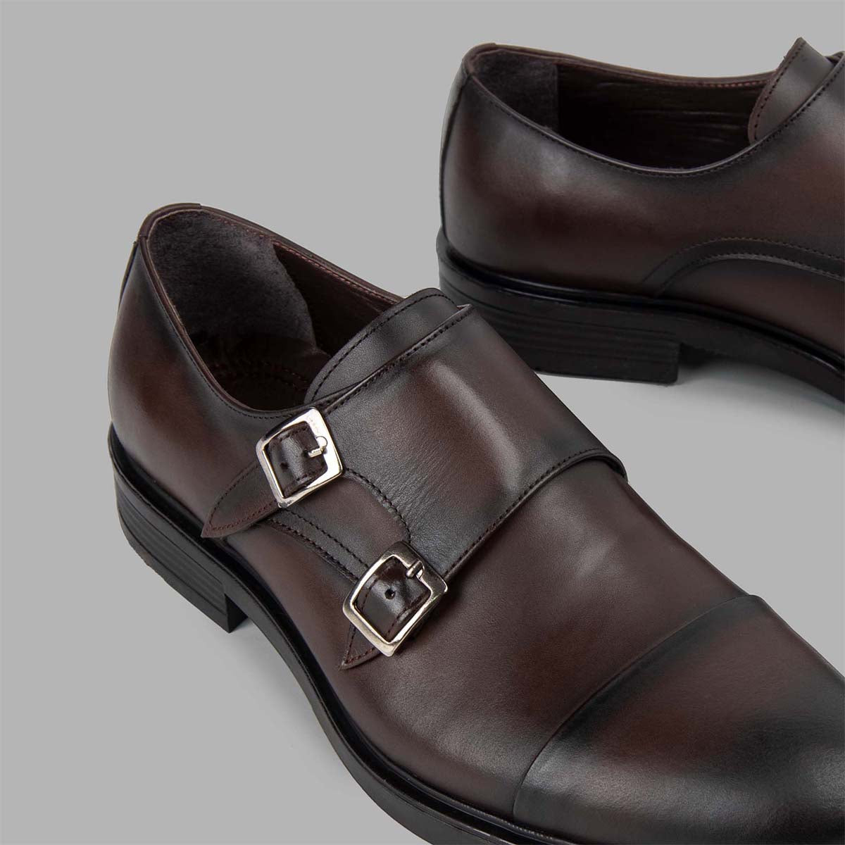 BRIO - Genuine Leather Cap Toe Double Monk – New Brown