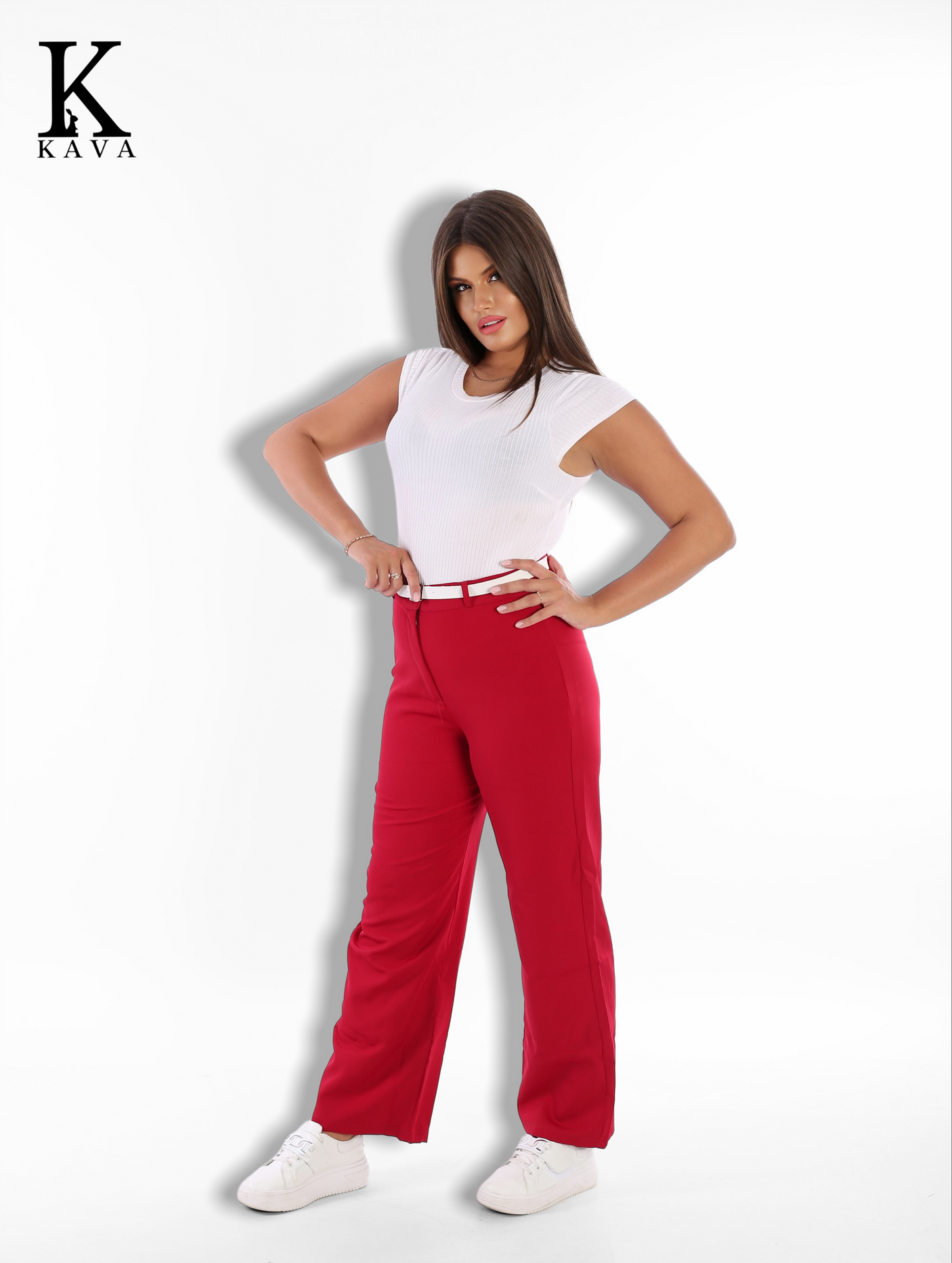 Kava - Women Rosoline Wide Leg Red Color Pants