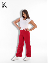 Kava - Women Rosoline Wide Leg Red Color Pants