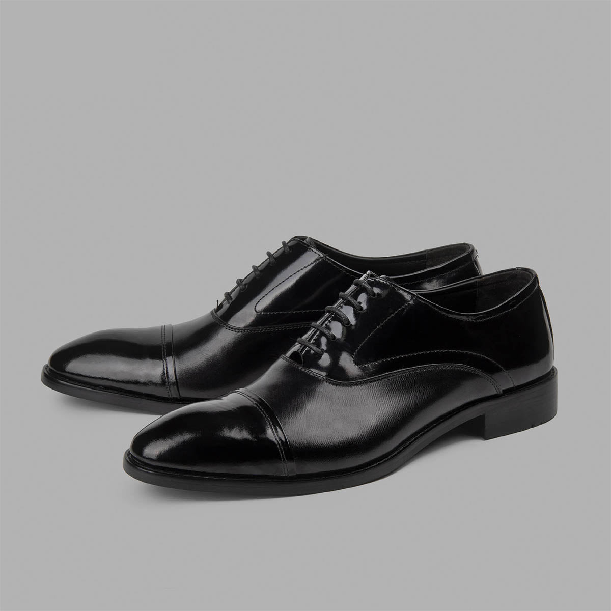 BRIO - Genuine Leather Derby Cap Toe Shoes – Black