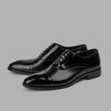 BRIO - Genuine Leather Derby Cap Toe Shoes – Black