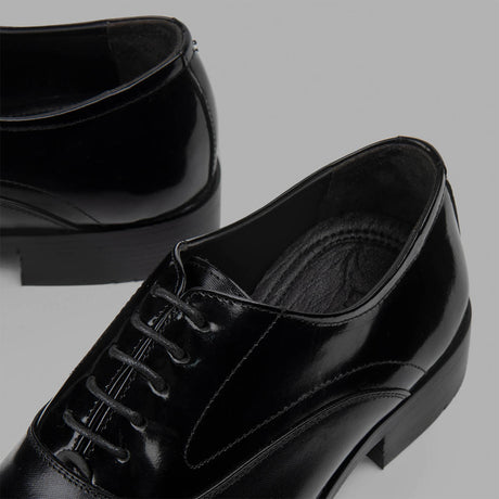 BRIO - Genuine Leather Derby Cap Toe Shoes – Black