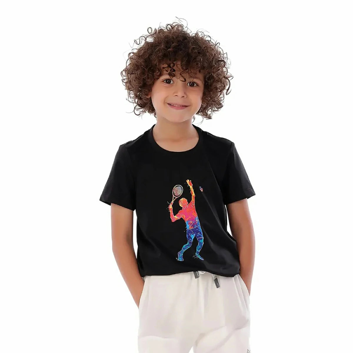 Anja - Black Tennis T-shirt 0082-For boys
